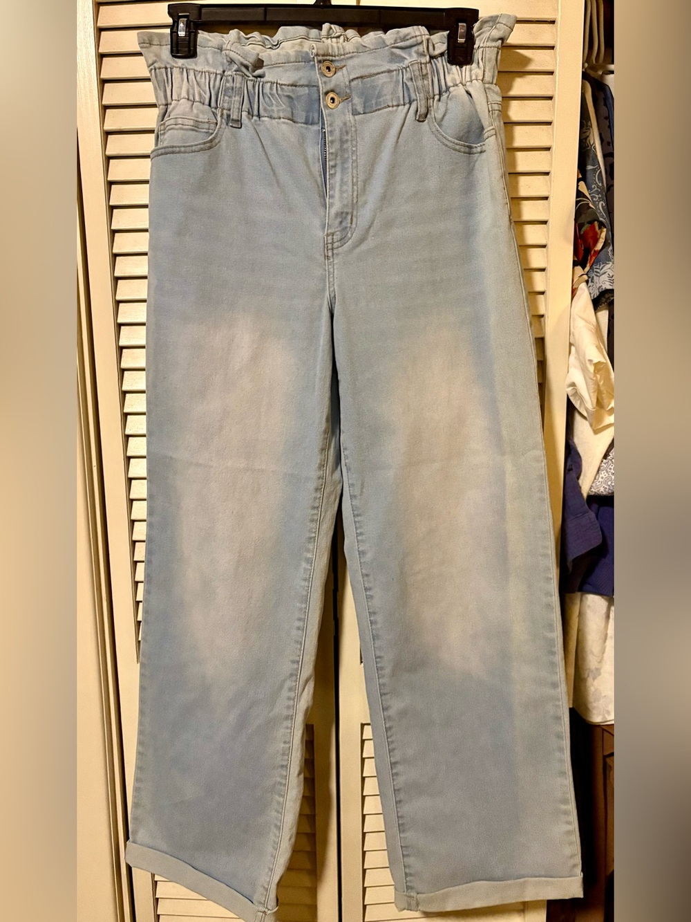 Celebrity Pink Ace 90s Skater Paperbag Jeans Light Wash Wide Leg Size 14